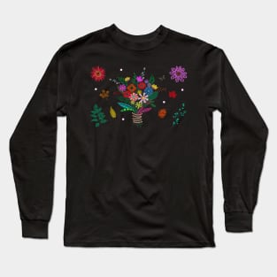 Dot Art Floral Arrangement Long Sleeve T-Shirt